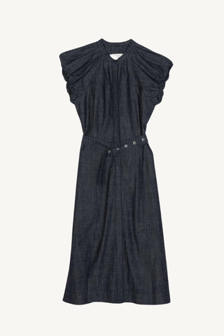 denim puff sleeve dress - indigo