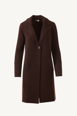 long notch collar cardigan - chocolate