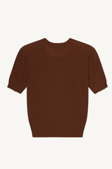 cashmere pointelle cardi - chestnut