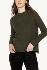 hi low rib funnel neck - chocolate