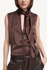 sense of shine blouse - chocolate