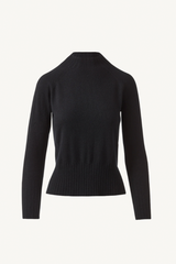 hi low rib funnel neck - chocolate
