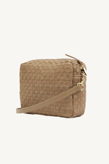 midi sac - clay leather & suede woven checker