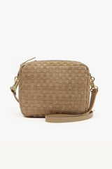 midi sac - clay leather & suede woven checker