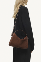 soft baguette crossbody - suede cocoa