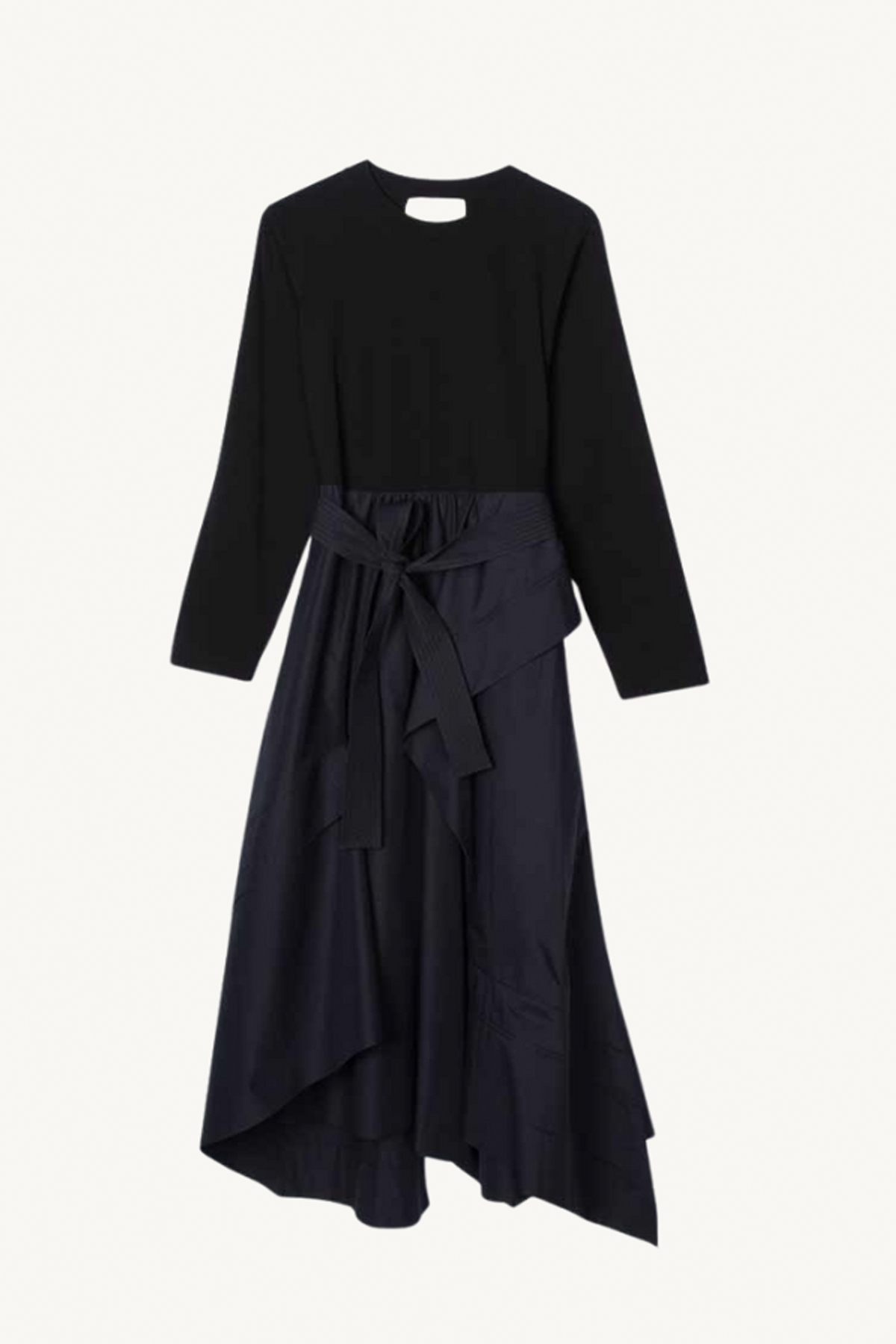 long sleeve t-shirt combo dress - black-midnight