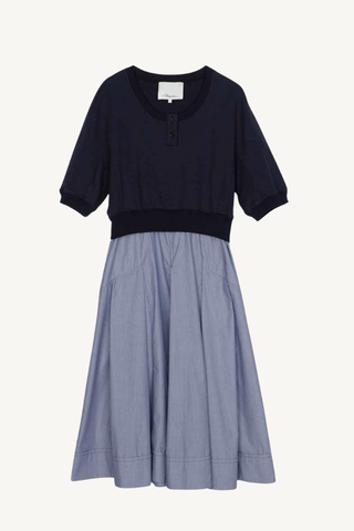 french terry combo dress - midnight