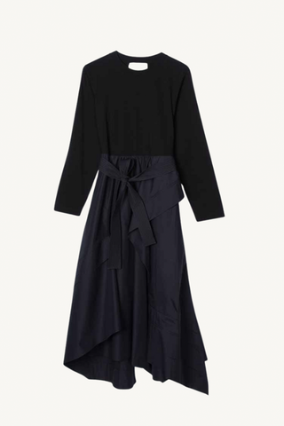 long sleeve t-shirt combo dress - black-midnight