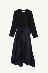 long sleeve t-shirt combo dress - black-midnight