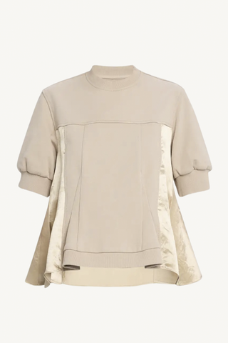puff sleeve top with satin - concrete