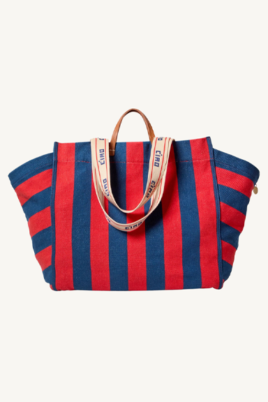 la cote tote - poppy/french blue