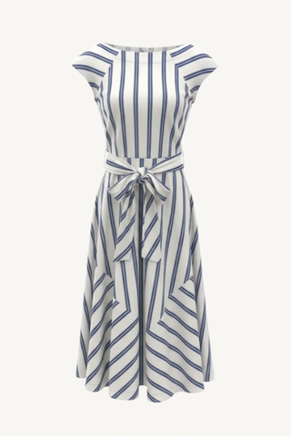 flared dress - custard stripe