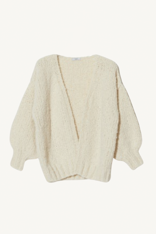 alpaca boucle v-neck cardigan - cream