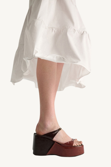 crackle shine wedge sandal - bordeaux tan mix
