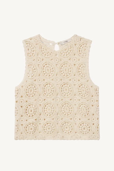 crochet tank - cream