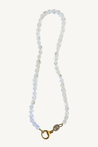 crystal quartz necklace with push clasp closure