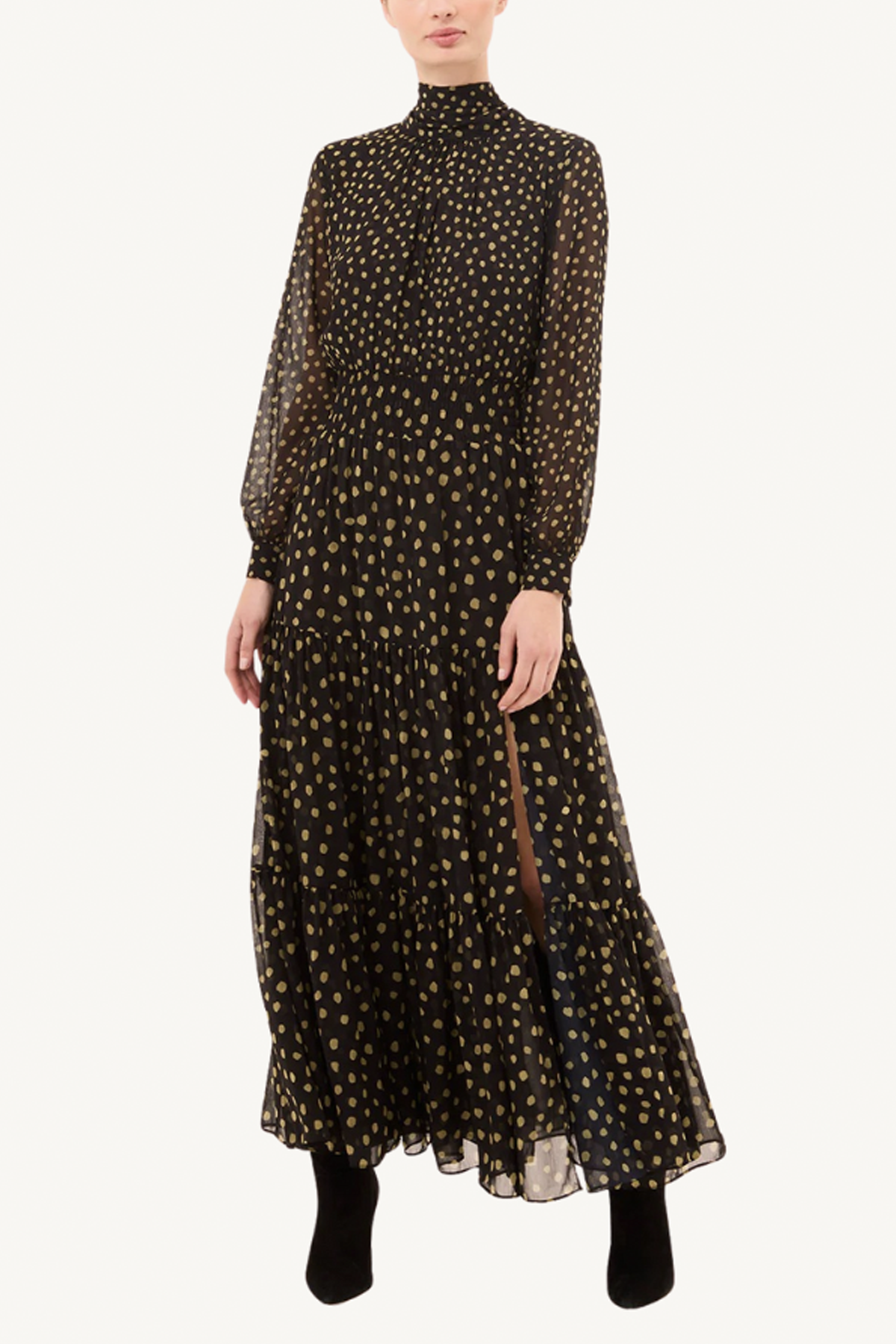 daphne dress - golden polka dot mix