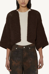 short sleeve cardigan - dark chocolate