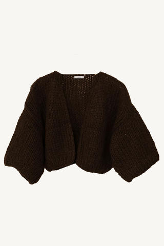 short sleeve cardigan - dark chocolate