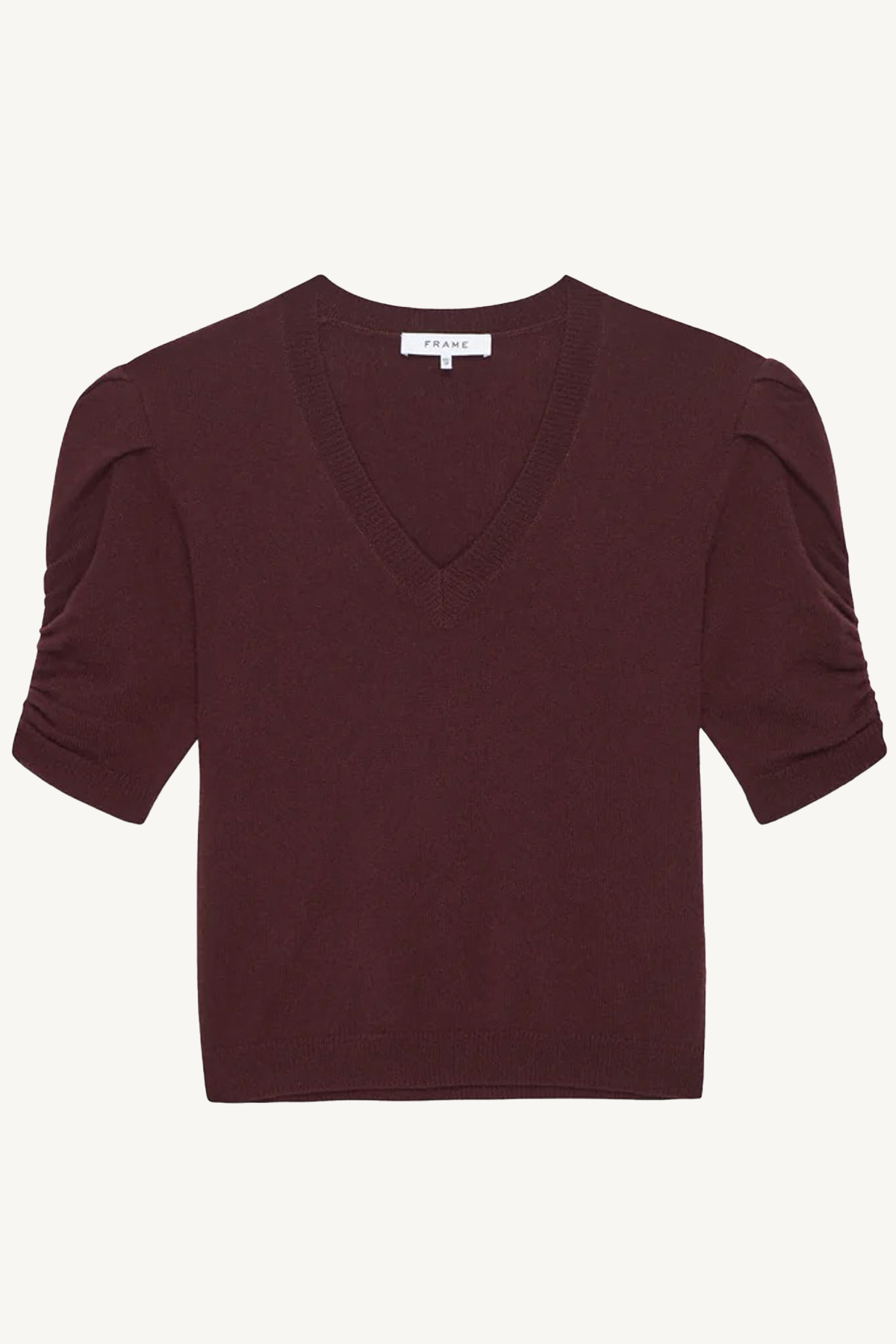 ruched v-neck sweater - deep burgundy