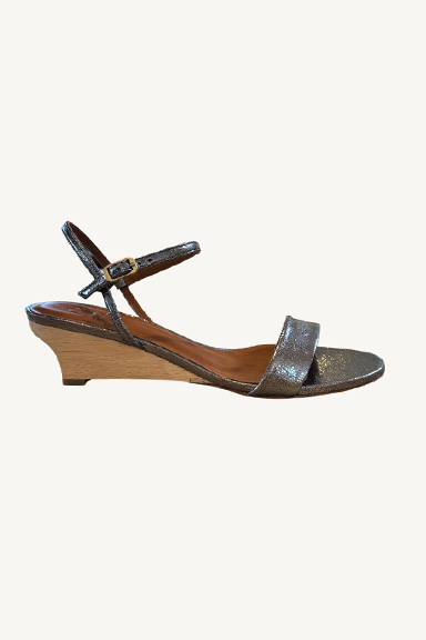 venti demi wedge - crinkled metallic acero