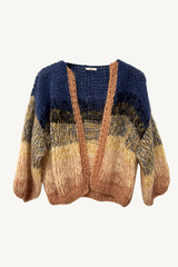 mohair gradient bomber cardigan - mustard denim
