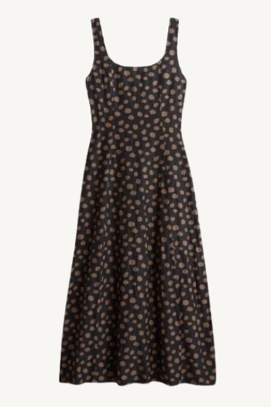 ballet tank maxi dress - yayoi black and camel dot