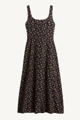 ballet tank maxi dress - yayoi black and camel dot