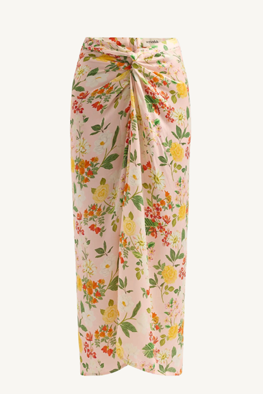 hand draped floral skirt - blush multi floral