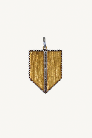 large gold and diamond shield pendant