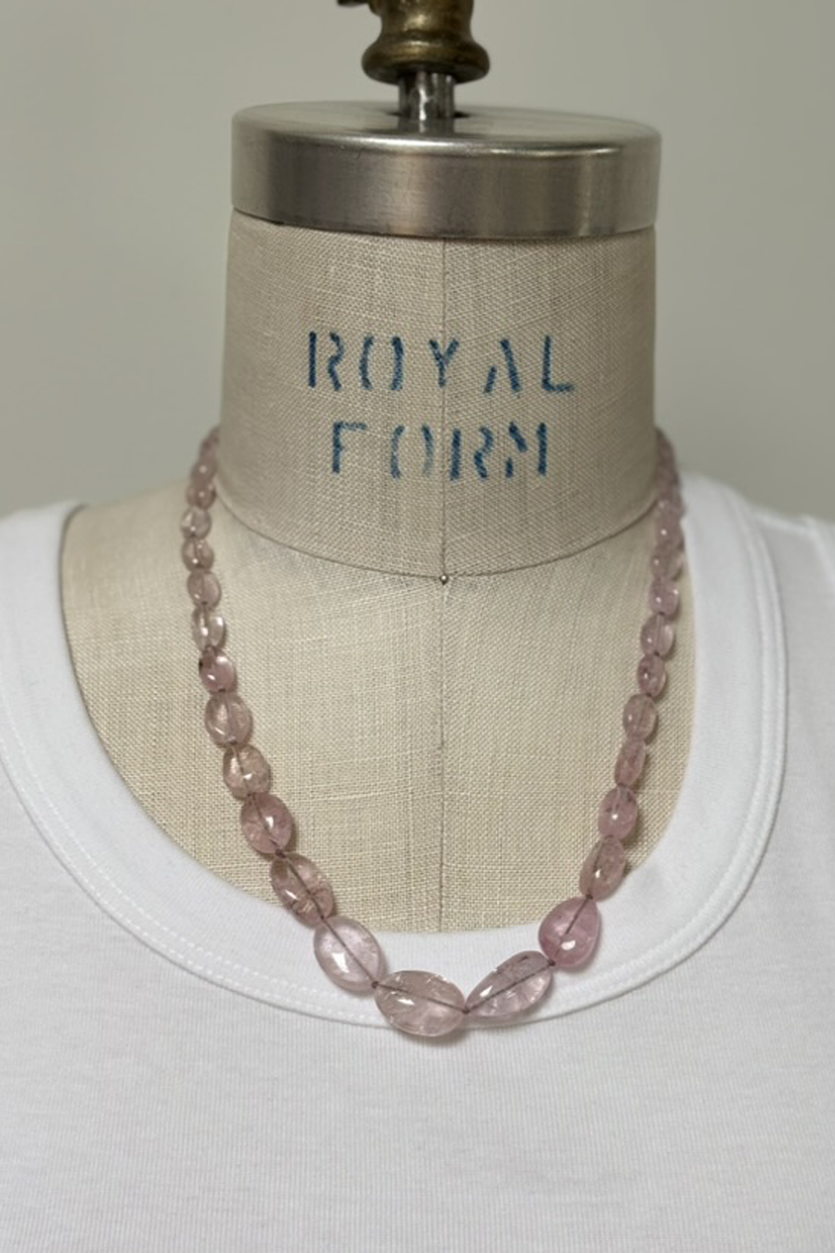 morganite beaded necklace with diamond claw clasp