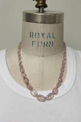 morganite beaded necklace with diamond claw clasp