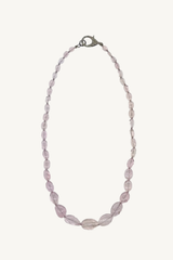 morganite beaded necklace with diamond claw clasp