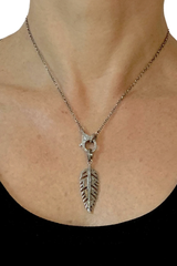 thin silver chain w/pave clasp - 17"