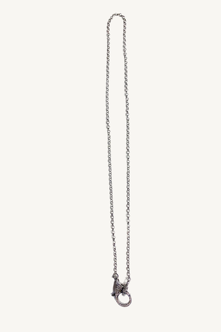 thin silver chain w/pave clasp - 17"