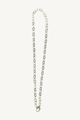 24" sterling silver paperclip chain with pave diamond clasp