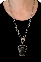 24" sterling silver paperclip chain with pave diamond clasp
