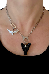 17" silver chain with extender and pave diamond clasp