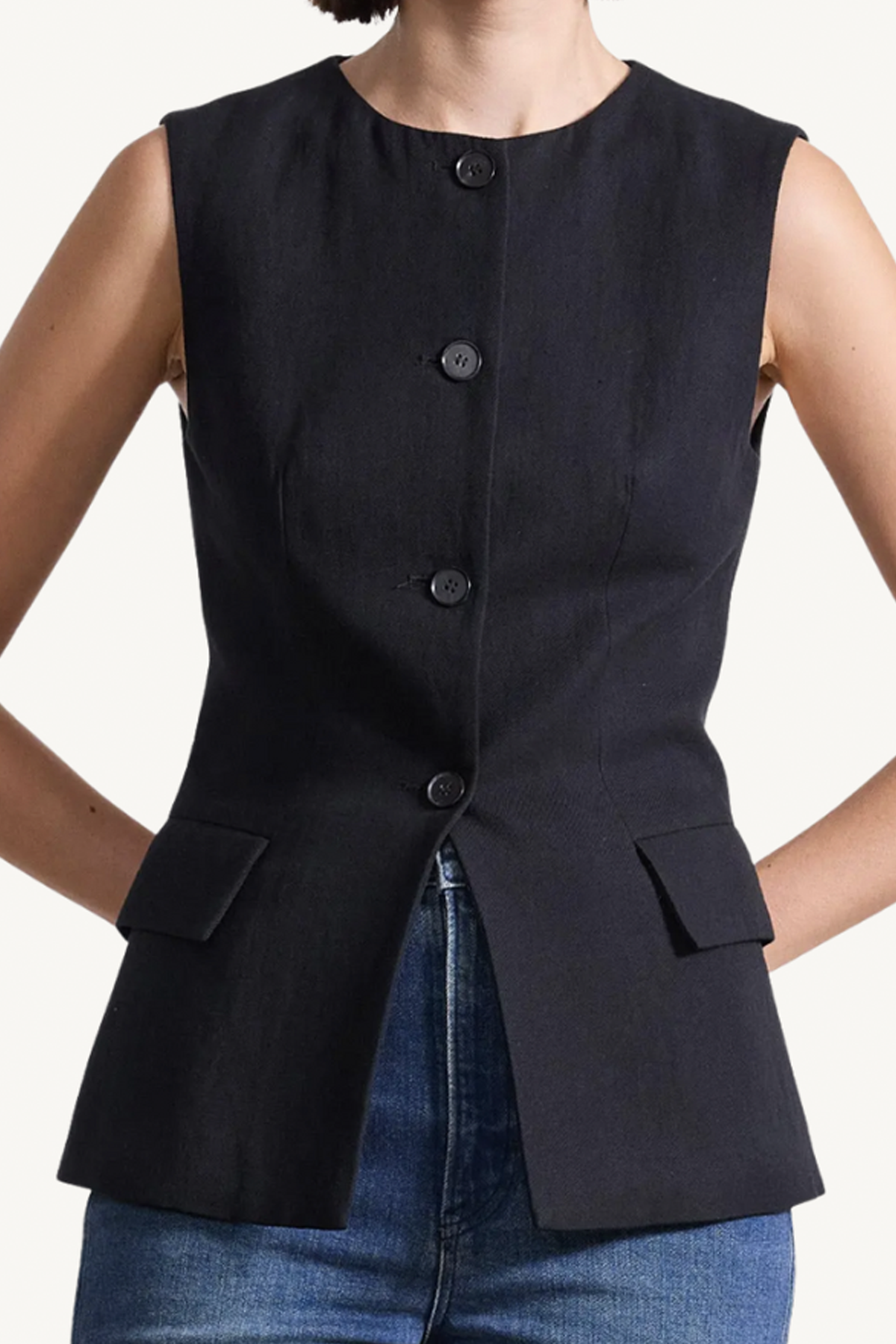 elu crew vest - black