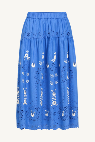 catharina embroidered midi skirt - blue