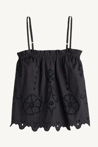 embroidered cami top - black