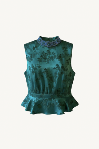 fleur top - dark emerald satin