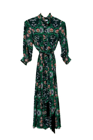 demi crepe shirt dress - enchanter emerald