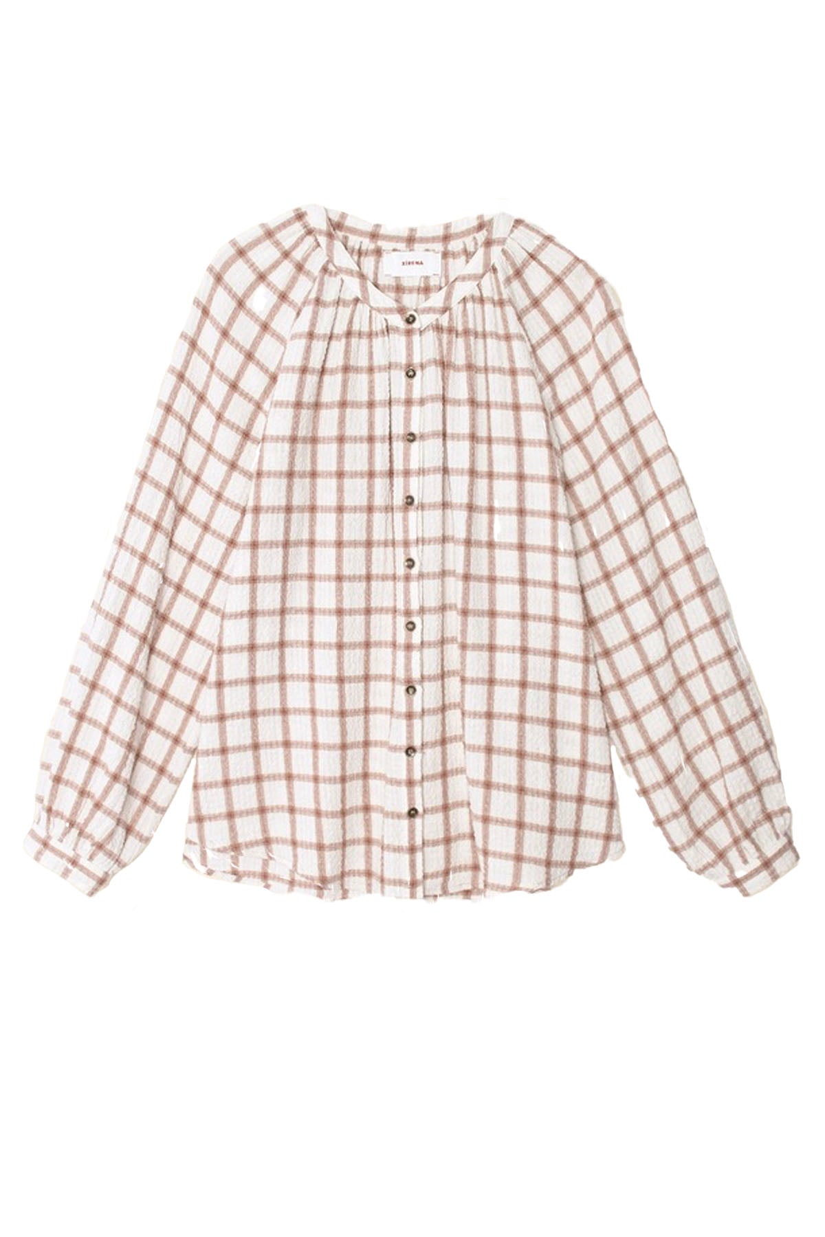 evan shirt - cream clay plaid