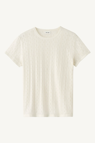 pointelle tee - feather white