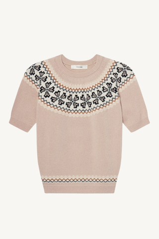 short sleeve cashmere fairisle - pink sand