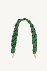 flat clutch - fern puffy woven with braided leather strap