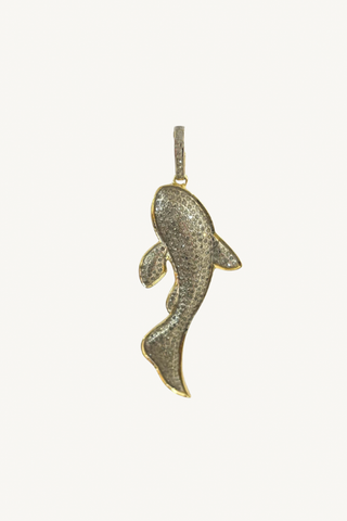 pave diamond fish pendant