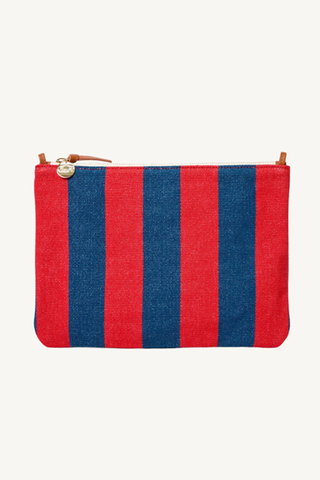 flat clutch - poppy/french blue