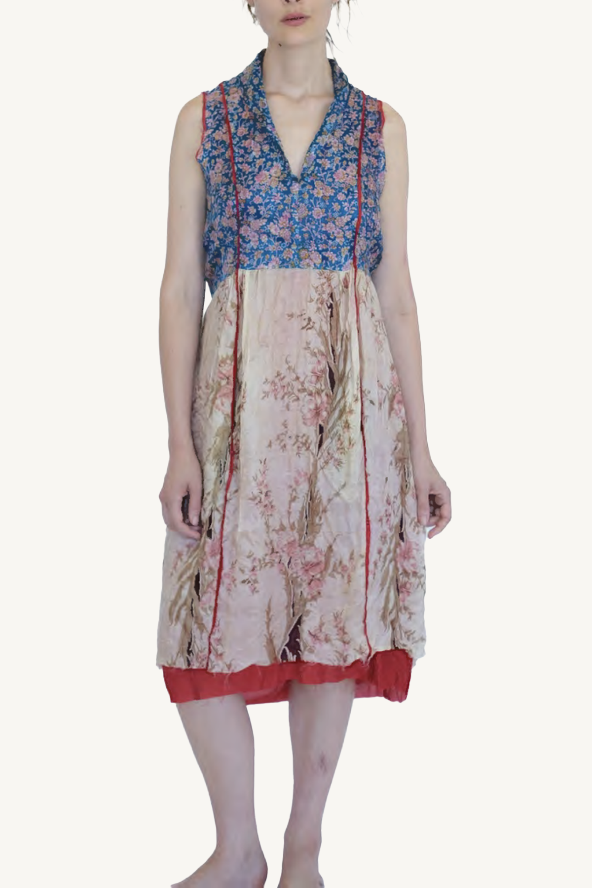 sleeveless dress - multi print silk